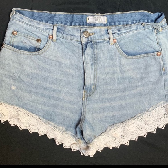 High Waist Jean Shorts With Lace | Poshmark